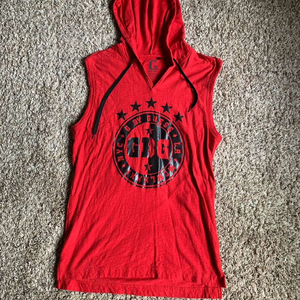 Guess sleeveless, hooded, cotton t shirt